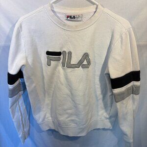 FILA Classic Logo Sweater Adult Small White Crewneck Sweatshirt Pullover